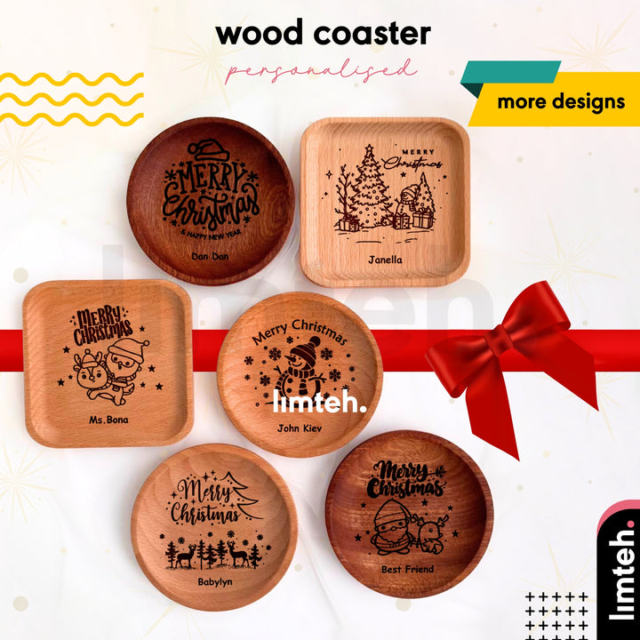 Personalised Wood Coaster Customised Coaster Tray | Farewell Gifts | Christmas Gift Xmas gift
