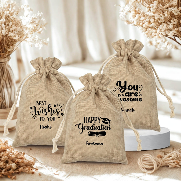 Personalised Burlap Drawstring Pouch | Travel Storage Bag Cosmetic Storage Pouch Gift