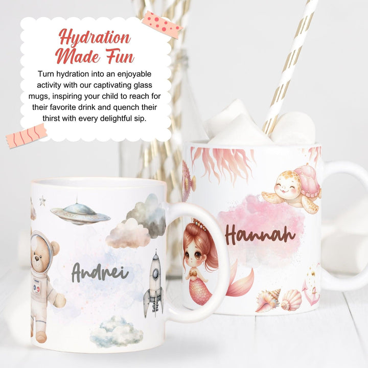 Customised Gift Ceramic Mug 325ML | Watercolor Design Cup | Water Glass Cup | Personalized Gift | Farewell Gifts