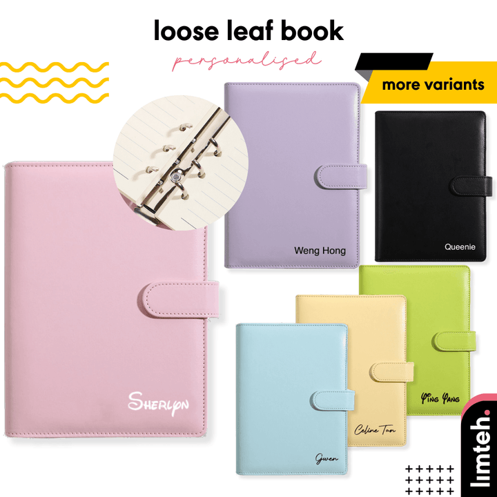 Personalised A5 Leather Journal Loose Leaf Ring Notebook Planner