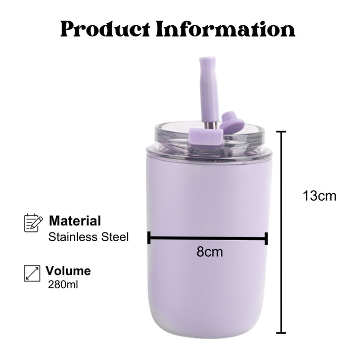 Personalised Engraved Insulated Stainless Steel Coffee Cup With Straw | Farewell Gift | Christmas