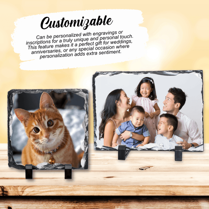 Personalised Photo Slate Print | Stone Frame | Photo Frame | Unique Gift Wedding Anniversary | Table Display | LIMTEH