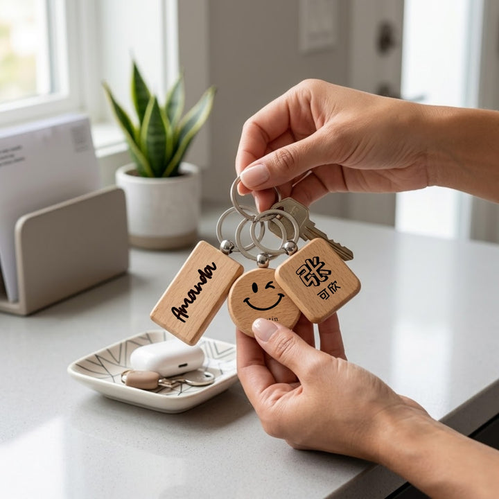 Personalised Wooden Custom Keychain | Custom Name Keychain | Customised Gift | Engraving Gift Keychain  Valentines Gift