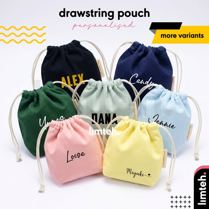Personalised Cotton Linen | Drawstring Canvas Pouch | Travel Clothing | Storage Bag Cosmetic Storage Pouch | Xmas Gift