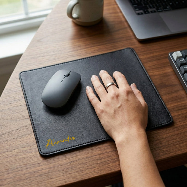 Personalised Mouse Pad | Premium Leather Mousepad | Table Mat