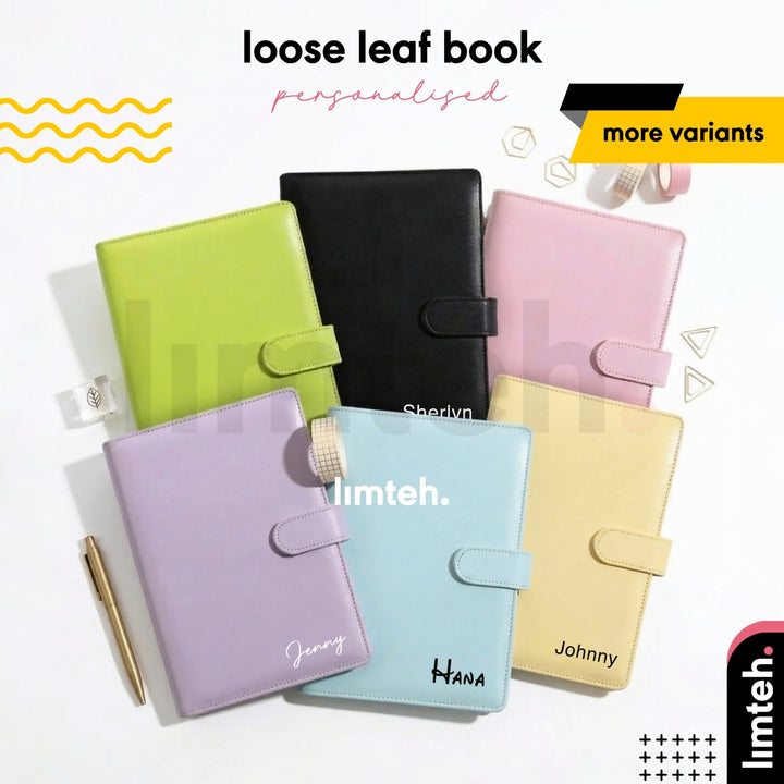 Personalised A5 Leather Journal Loose Leaf Ring Notebook Planner