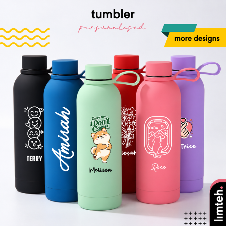 Personalised Tumbler | Thermal Stainless Steel Water Bottle 500ml | Christmas Gifts | Farewell Gifts | Birthday Gifts