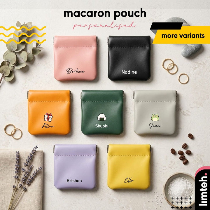 Personalised Macaron Leather Pouch with Name or Initials