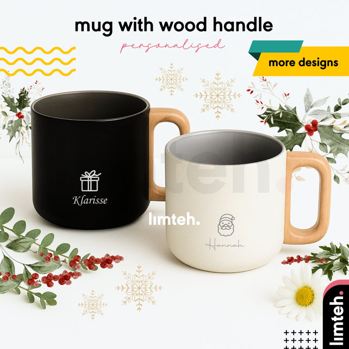 Personalised Wood Handle Mug Insulated Mug Cup | Customised gift | Farewell Christmas Gifts