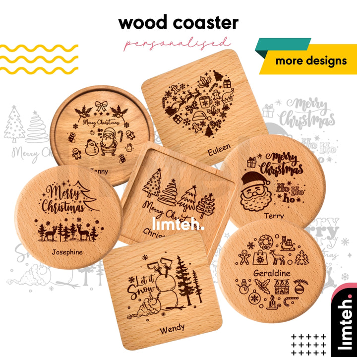 Personalised Wood Cup Coasters | Custom Design | Personalized Engraving Gift |  Customized Wood Children's Day