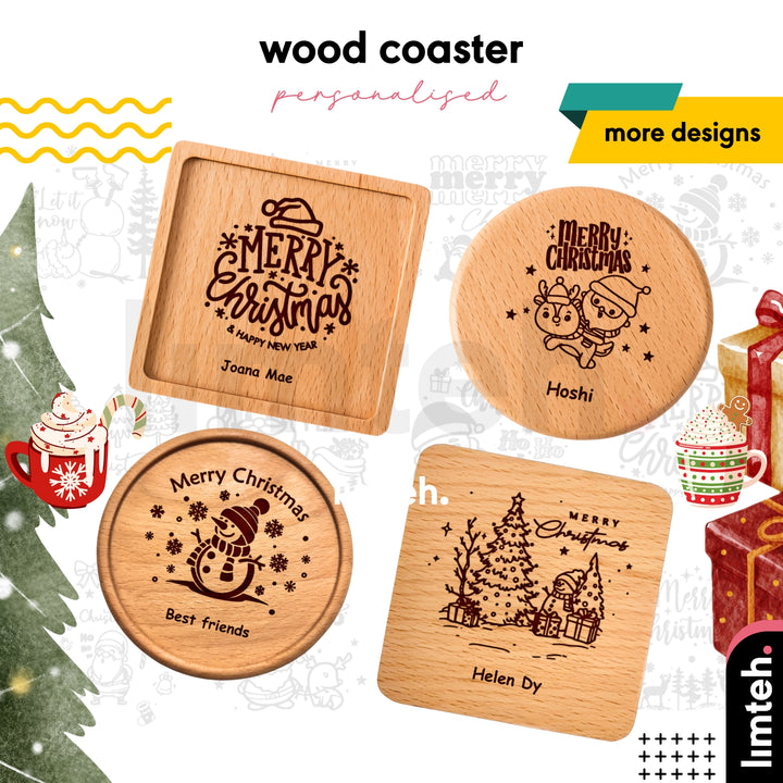 Personalised Wood Cup Coasters | Custom Design | Personalized Engraving Gift |  Customized Wood Children's Day