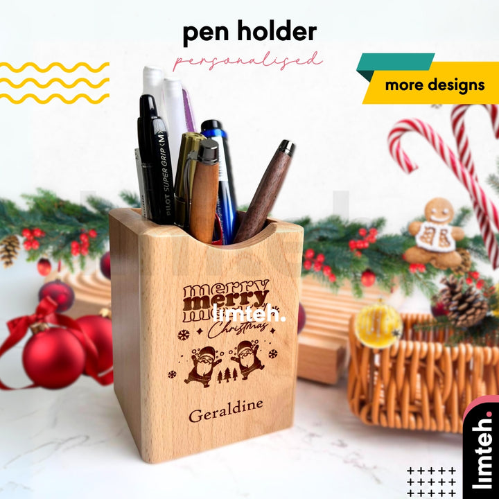 Personalised Pen Pencil Holder Wood | Desktop Organizer | Storage Office School Accessories Home Organizer | LIMTEH