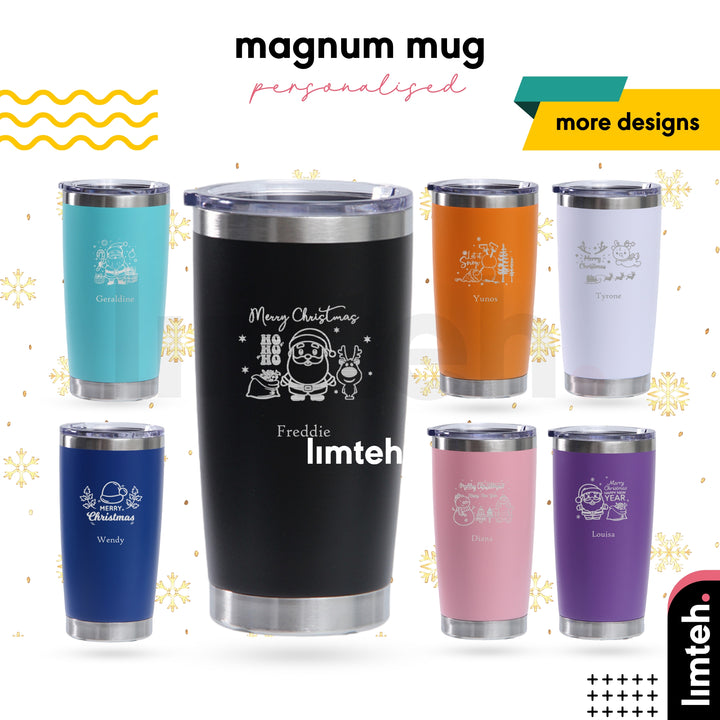 Personalised Magnum Mug | Engraving | Stainless Steel Thermal Coffee Mug cups with Lid | Farewell Gifts | Gifts | LIMTEH