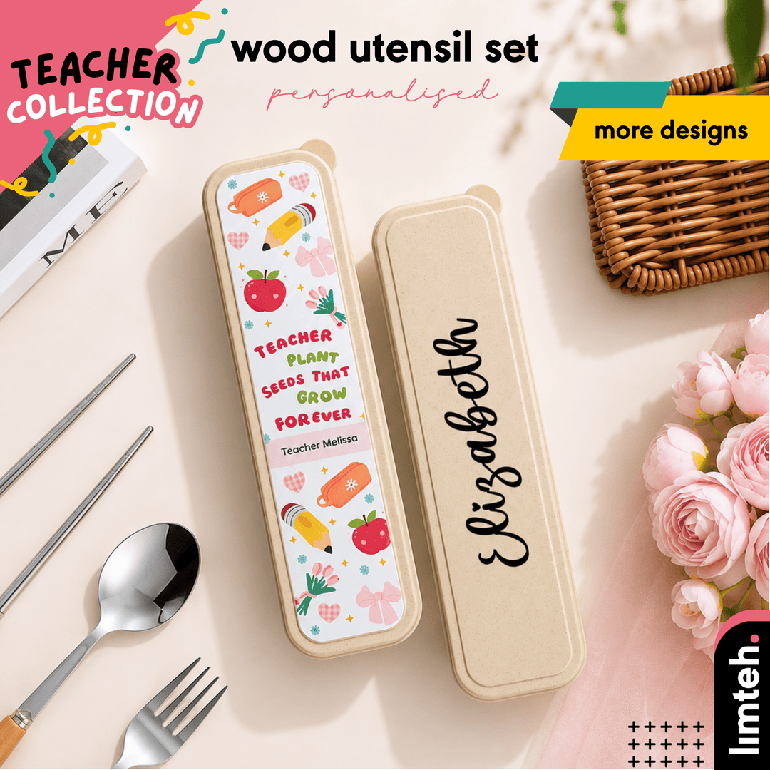 Personalised Wood Utensil Set | Teacher Day Gifts | Customised Gift | Occasion Gifts | Cutleries