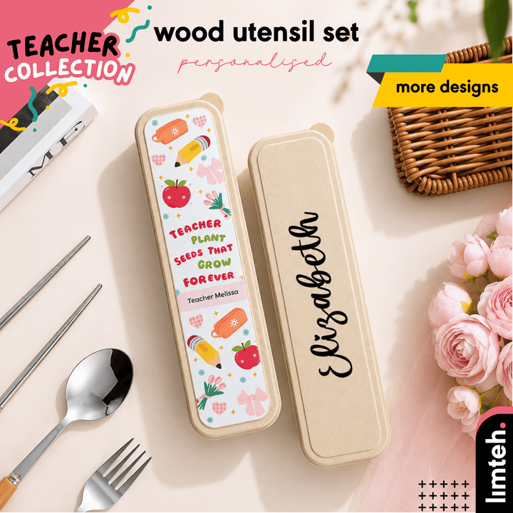 Personalised Wood Utensil Set | Teacher Day Gifts | Customised Gift | Occasion Gifts | Cutleries