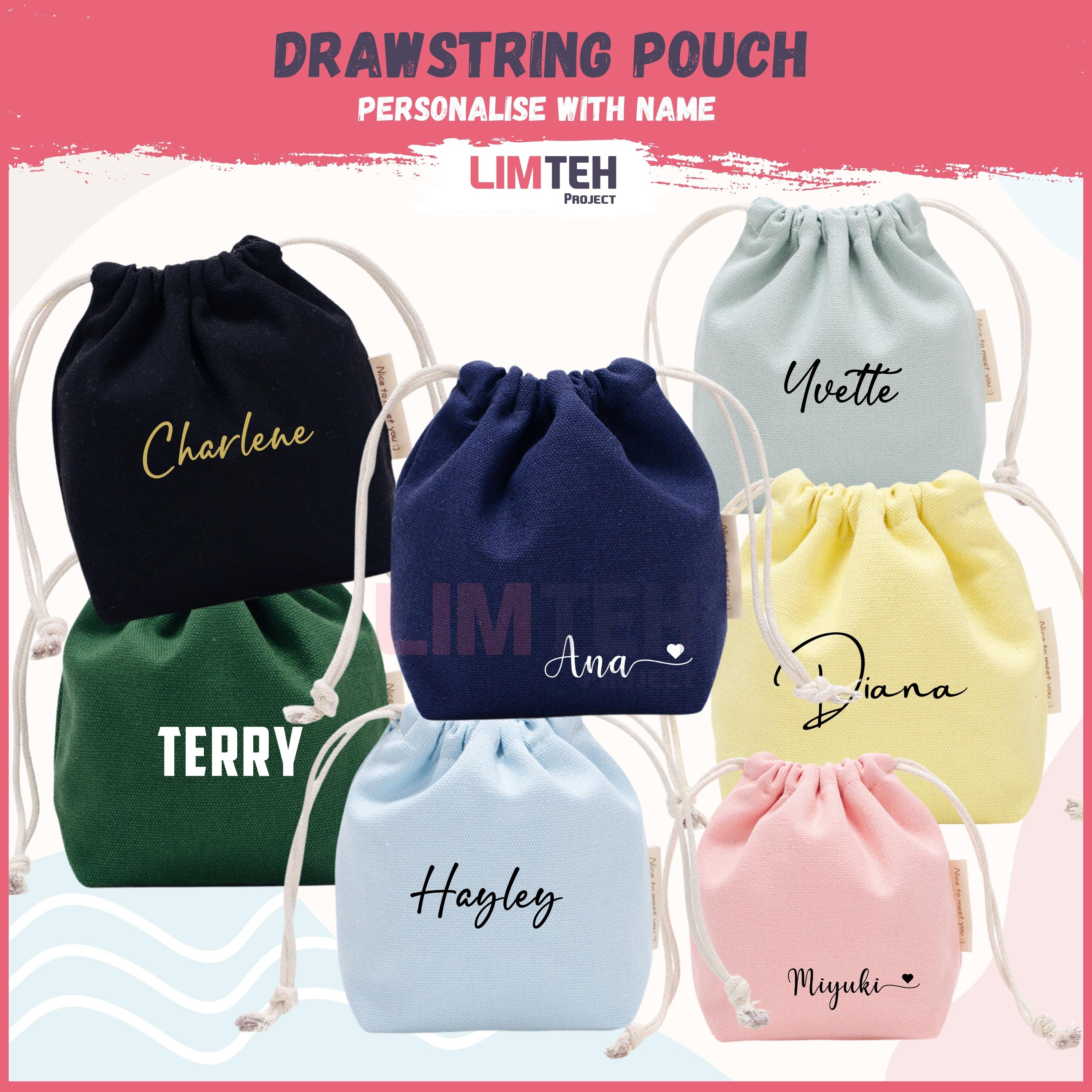 Personalised on sale drawstring pouch