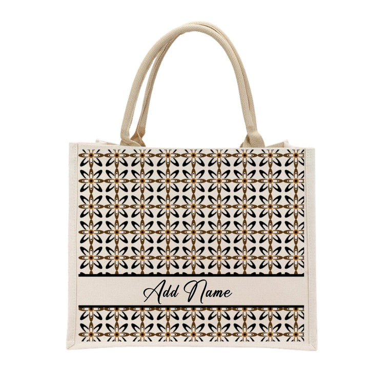 Personalised Ethnic Design Jute Bag | Custom Tote Bag |Customizable Jute Drawstring Bag| Top-handle Bag for Gifts | LIMTEH