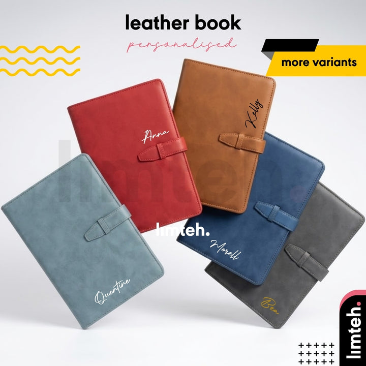 Personalised A5 Leather Notebook Journal Dairy Monogram with initials Name