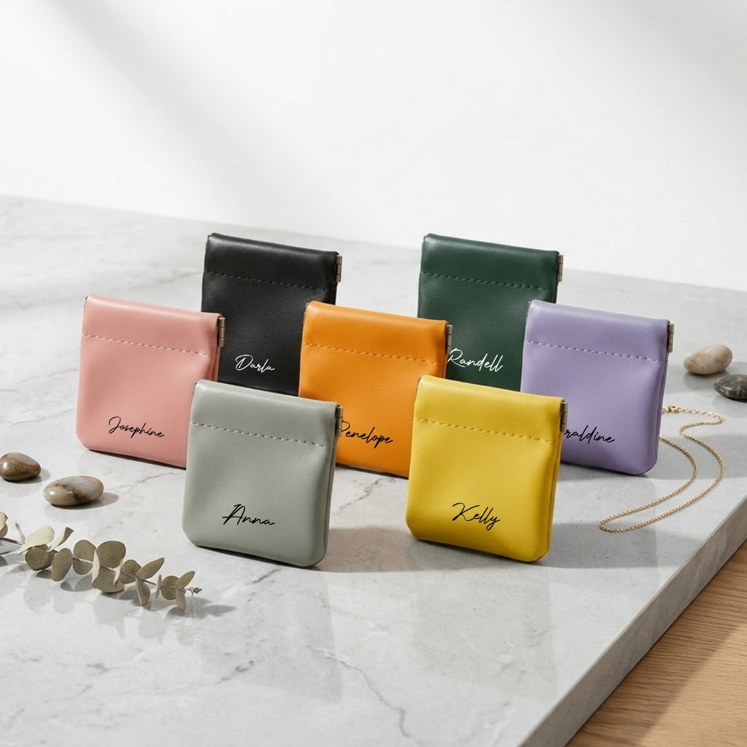 Personalised Macaron Leather Pouch with Name or Initials