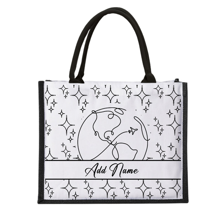 Personalised Silhouette Designs Jute Bag | Custom Tote Bag | Customizable Jute Drawstring Bag | Top-handle Bag for Gifts | LIMTEH