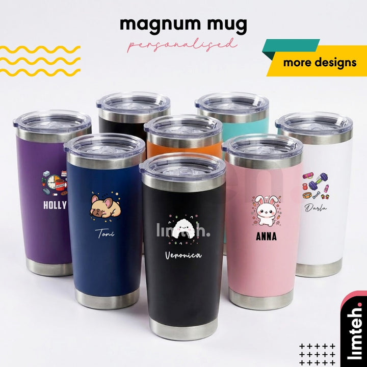 Personalised Magnum Mug | Stainless Steel Thermal Coffee Mug cups with Lid | Farewell Gifts | Birthday Gifts | LIMTEH