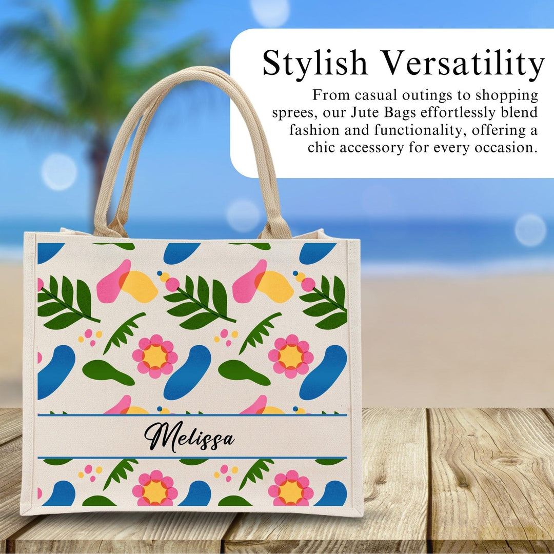 Personalised Color Burst Jute Bag | Custom Tote Bag |Customizable Jute Drawstring Bag| Top-handle Bag for Gifts | LIMTEH