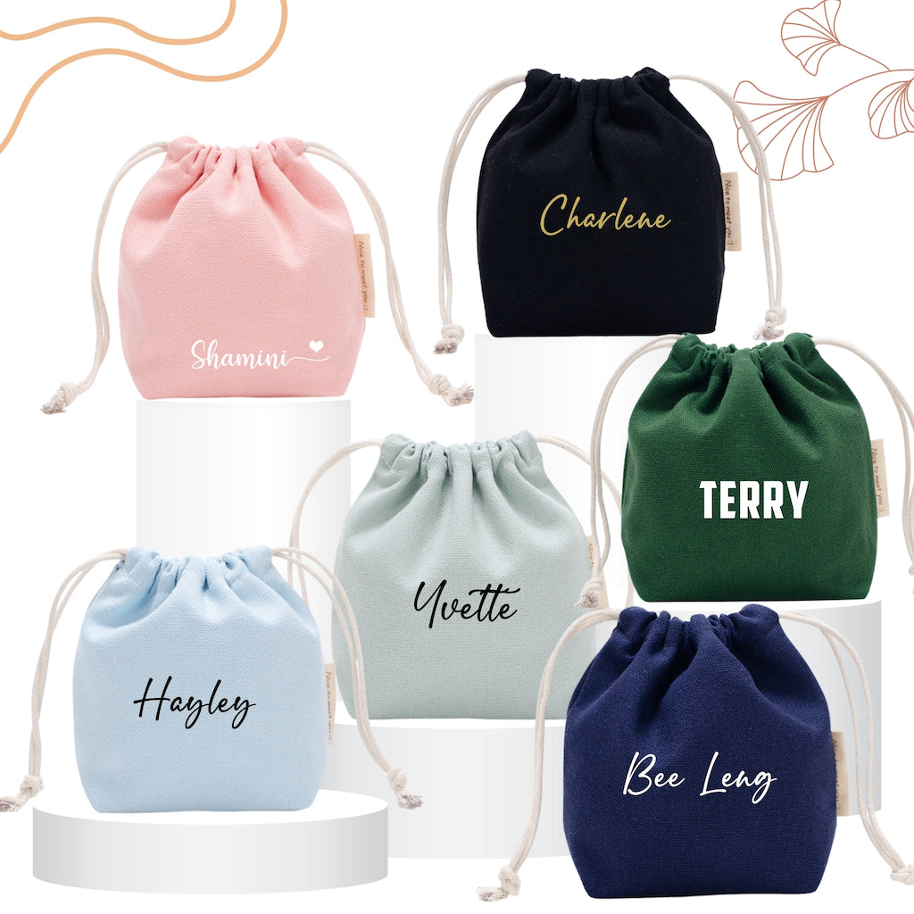 Personalised Cotton Linen | Drawstring Canvas Pouch | Travel Clothing | Storage Bag Cosmetic Storage Pouch | Xmas Gift