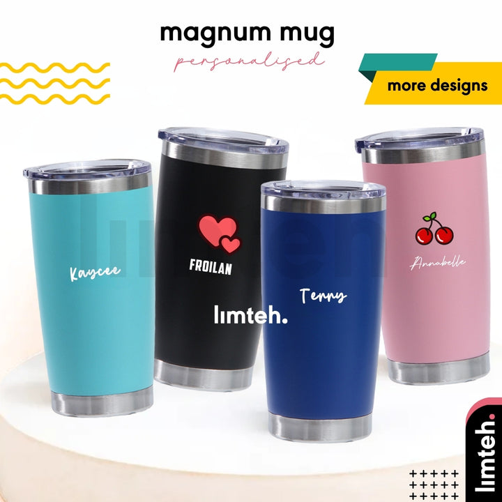 Personalised Magnum Mug | Stainless Steel Thermal Coffee Mug cups with Lid | Farewell Gifts | Birthday Gifts | LIMTEH