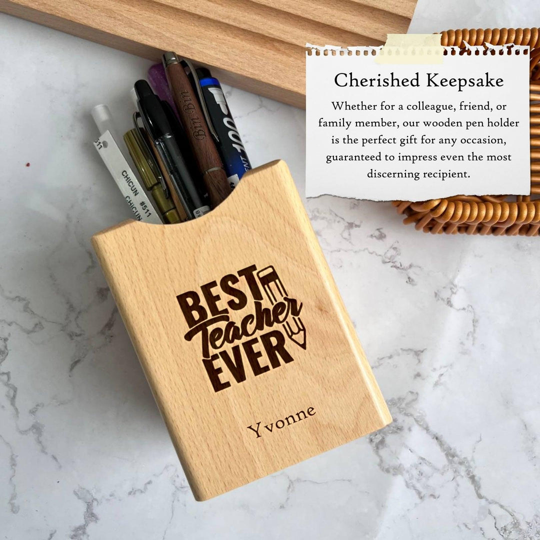 Personalised Pen Pencil Holder Wood | Desktop Organizer | Storage Office School Accessories Home Organizer | LIMTEH