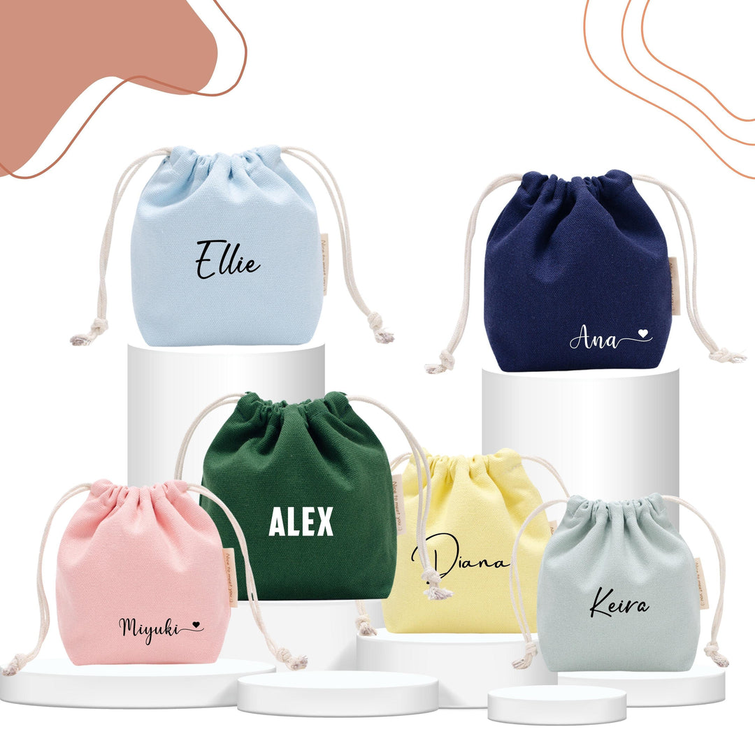 Personalised Cotton Linen | Drawstring Canvas Pouch | Travel Clothing | Storage Bag Cosmetic Storage Pouch | Xmas Gift