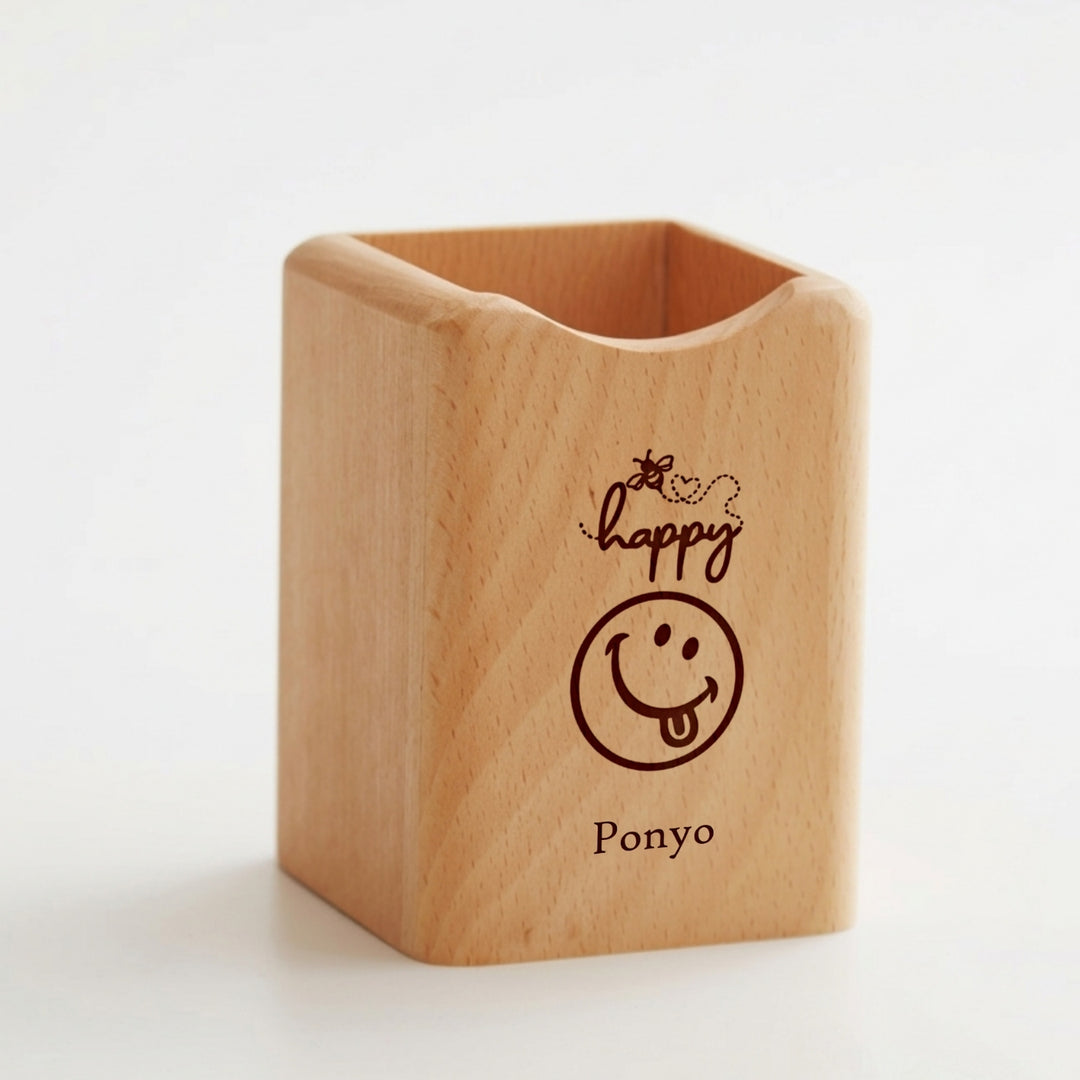 Personalised Pen Pencil Holder Wood | Desktop Organizer | Storage Office School Accessories Home Organizer | LIMTEH
