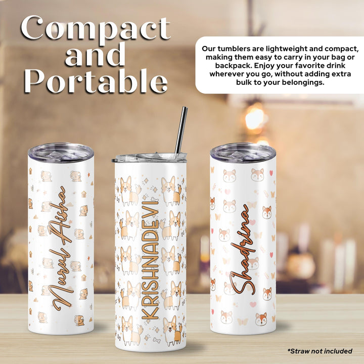 Personalised Skinny Tumbler 600ml | Thermal Stainless Steel Water Bottle | Christmas Gifts | Customised Gift | Birthday