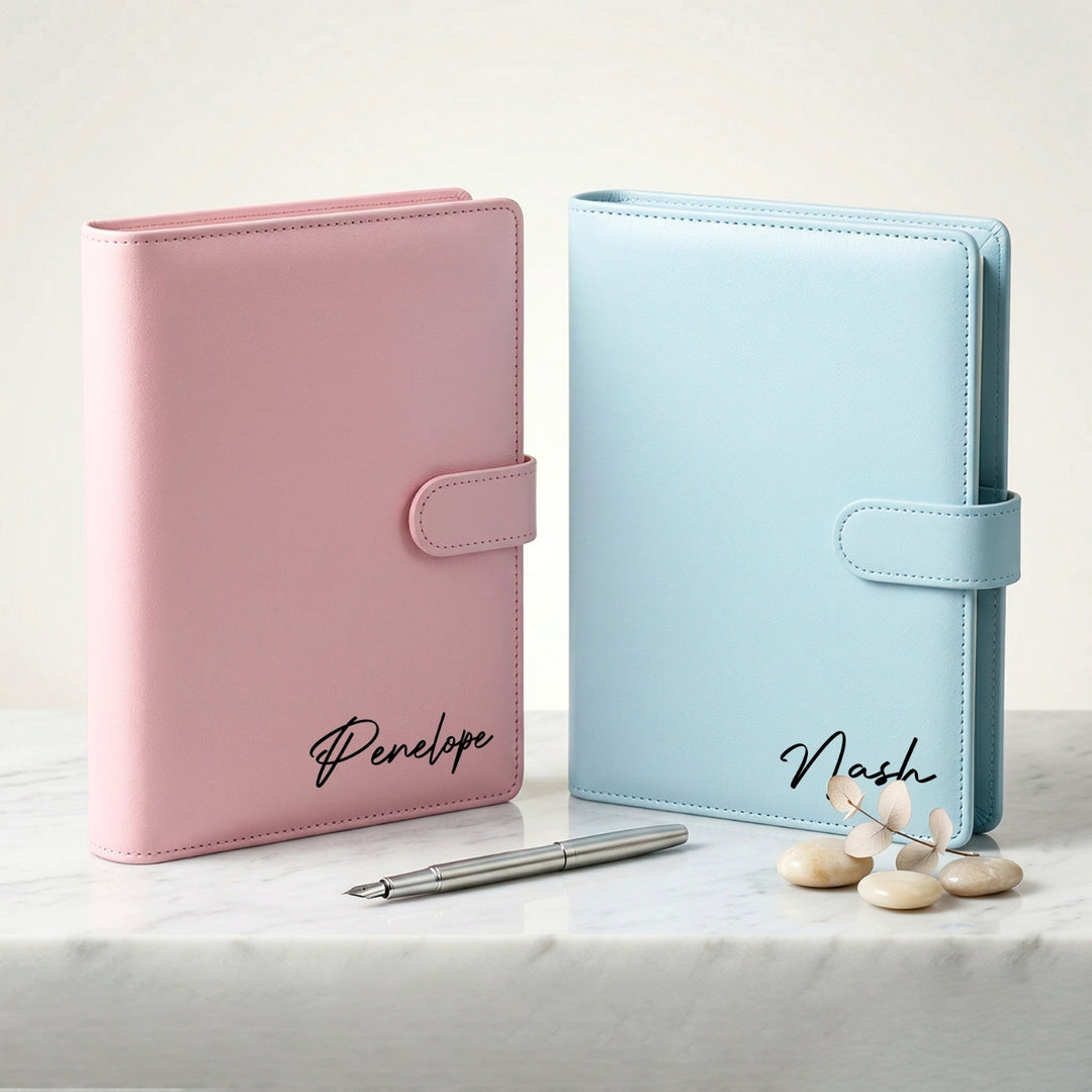 Personalised A5 Leather Journal Loose Leaf Ring Notebook Planner