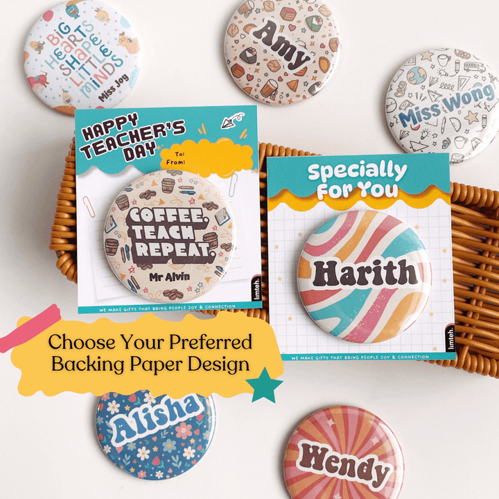 Personalized Button Badge Pin | Teacher's Day | Farewell Gift | Birthday Friends Colleagues Family