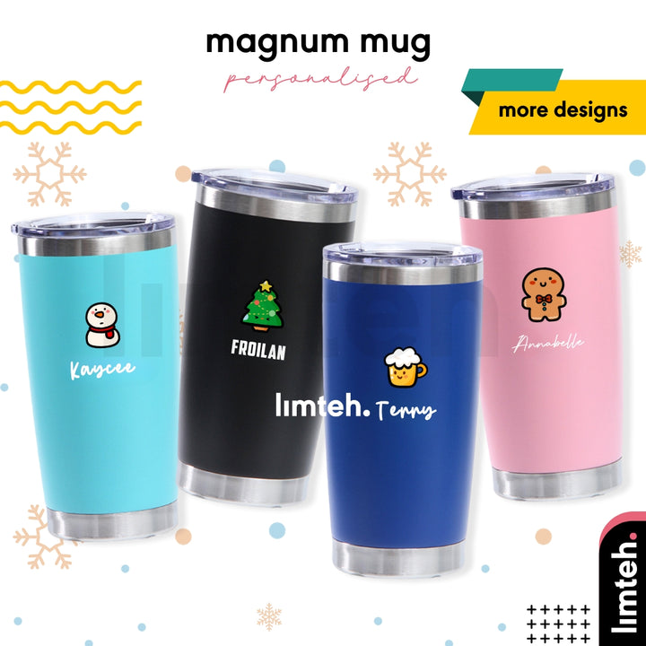 Personalised Magnum Mug | Stainless Steel Thermal Coffee Mug cups with Lid | Farewell Gifts | Birthday Gifts | LIMTEH