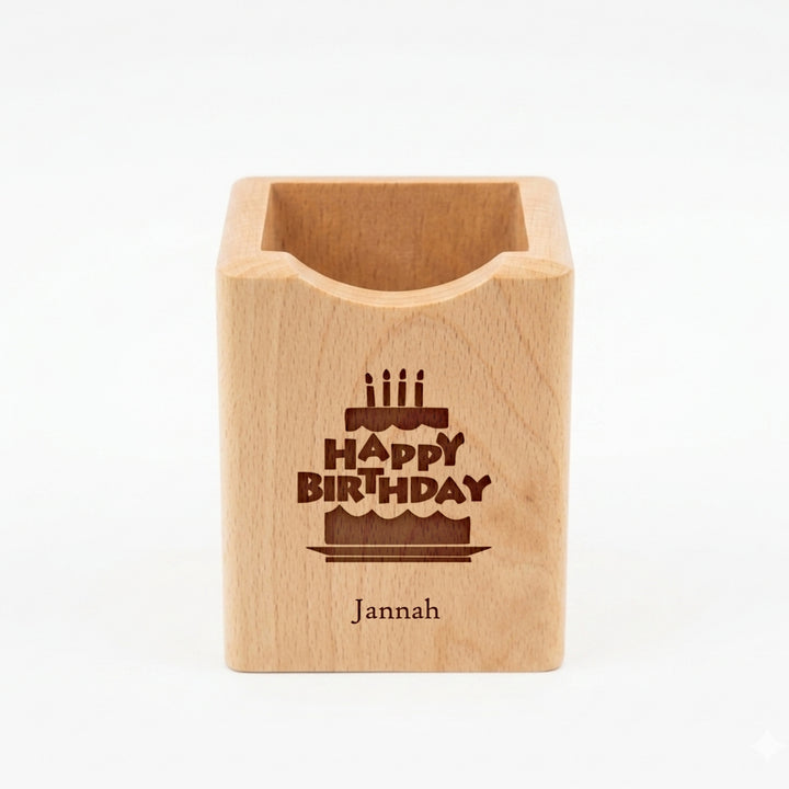 Personalised Pen Pencil Holder Wood | Desktop Organizer | Storage Office School Accessories Home Organizer | LIMTEH