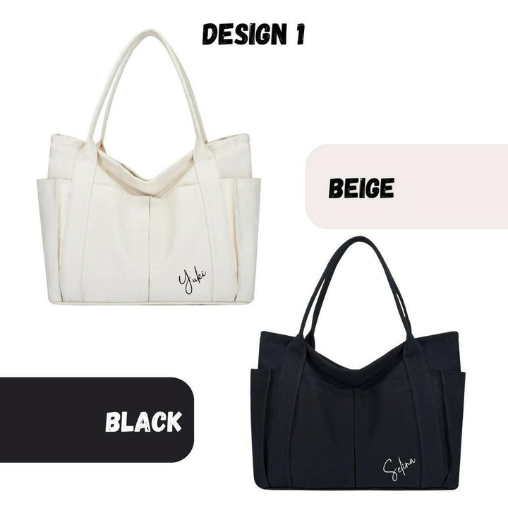 Personalised Oversize Tote Bag with compartments |  Laptop Bag | Canvas Bag | Organiser bag | Shoulder Bag | LIMTEH