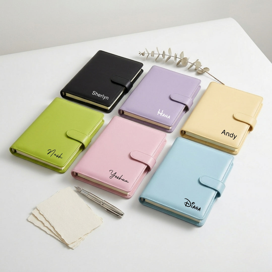 Personalised A5 Leather Journal Loose Leaf Ring Notebook Planner