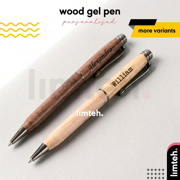 Personalised Wood Gel Pen | Engraving Pen | Teachers Day Gift | Personalised Gift | Customised Pen | Christmas Gift | LIMTEH