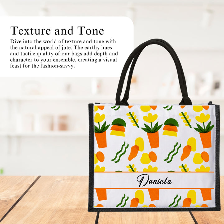 Personalised Color Burst Jute Bag | Custom Tote Bag |Customizable Jute Drawstring Bag| Top-handle Bag for Gifts | LIMTEH