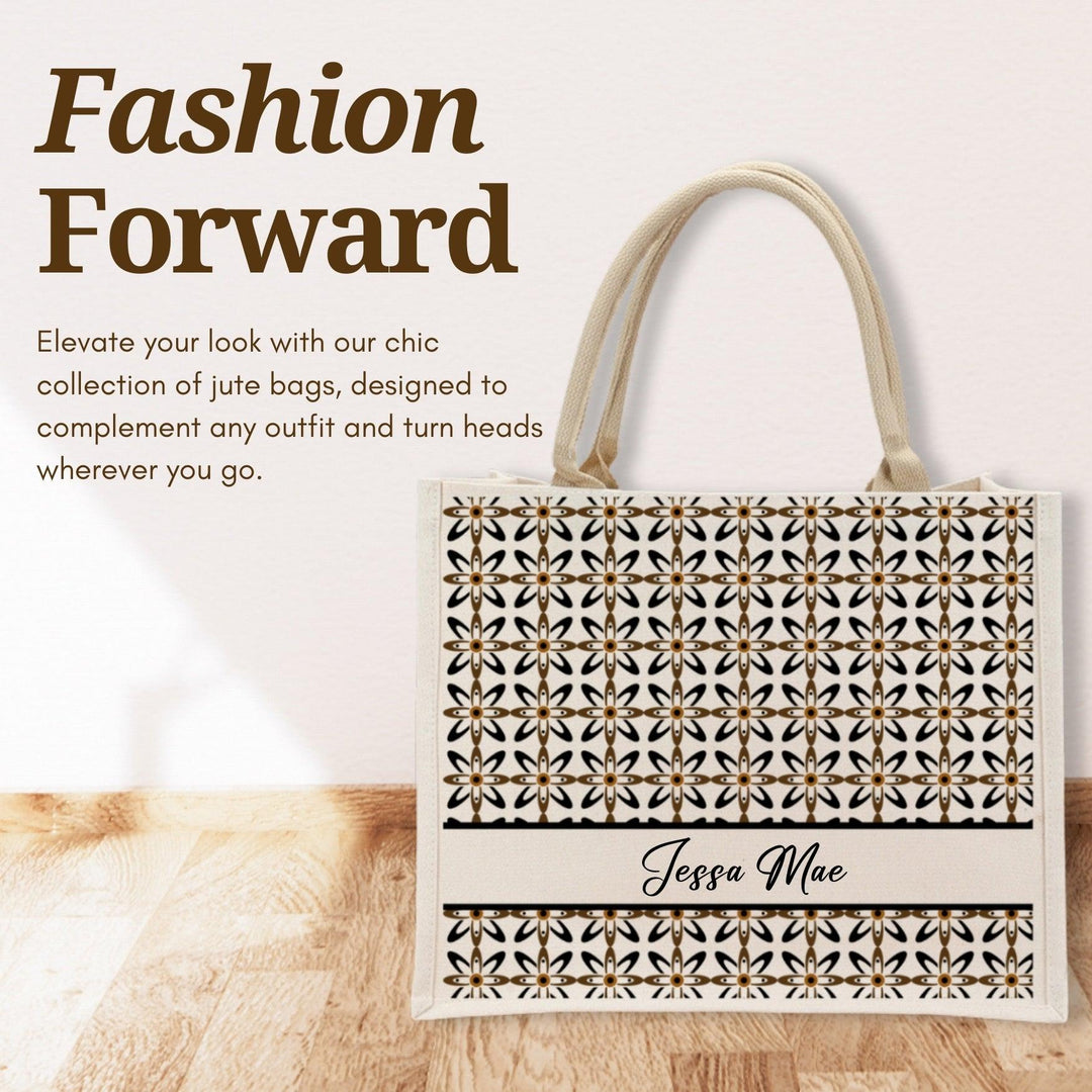 Personalised Ethnic Design Jute Bag | Custom Tote Bag |Customizable Jute Drawstring Bag| Top-handle Bag for Gifts | LIMTEH