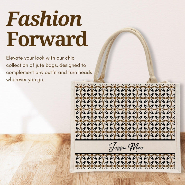 Personalised Ethnic Design Jute Bag | Custom Tote Bag |Customizable Jute Drawstring Bag| Top-handle Bag for Gifts | LIMTEH