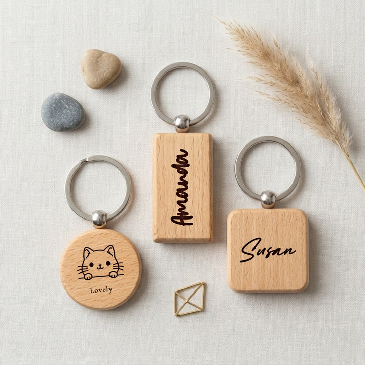 Personalised Wooden Custom Keychain | Custom Name Keychain | Customised Gift | Engraving Gift Keychain  Valentines Gift