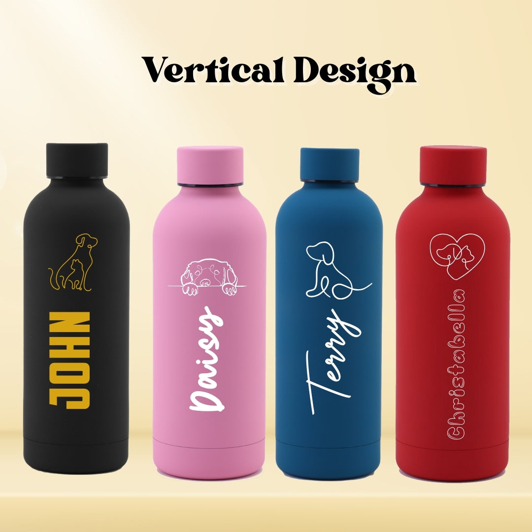 Personalised Tumbler | Cat and Dog Design | Thermal Stainless Steel Water Bottle 500ml  Christmas Gifts  Farewell Gifts  Birthday Gifts