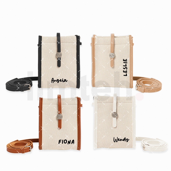 Personalised Vintage Canvas Sling Bag | Customised Crossbody Sling Phone Wallet Bag | Weekend small Bag | Customised Gift