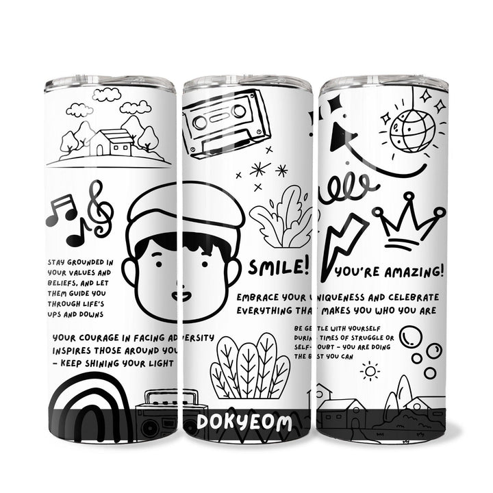 Personalised Skinny Tumbler 600ml | Doodle | Thermal Stainless Steel Water Bottle | Christmas Gifts | Customised Gift | Birthday