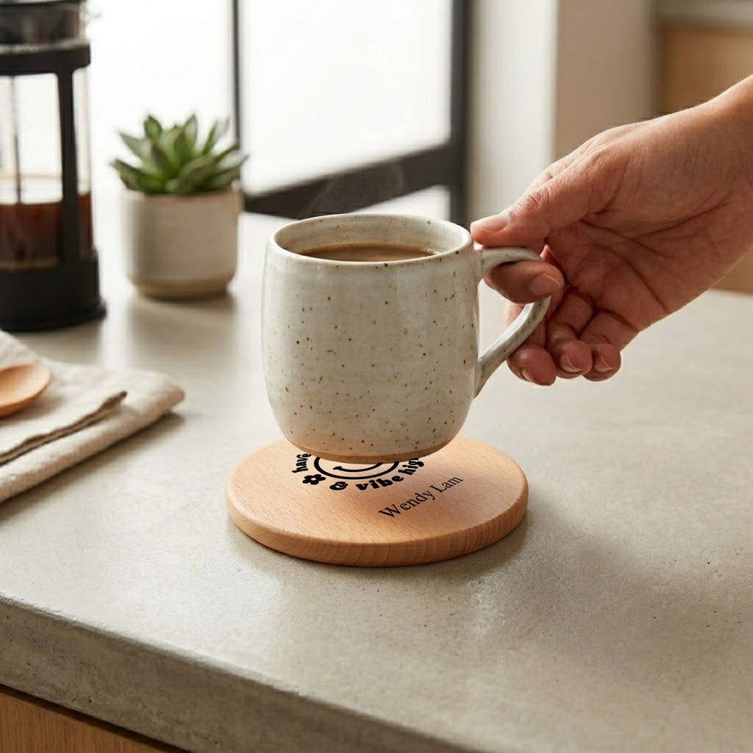 Personalised Wood Cup Coasters | Custom Design | Personalized Engraving Gift |  Customized Wood Children's Day