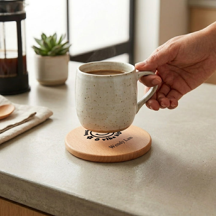 Personalised Wood Cup Coasters | Custom Design | Personalized Engraving Gift |  Customized Wood Children's Day