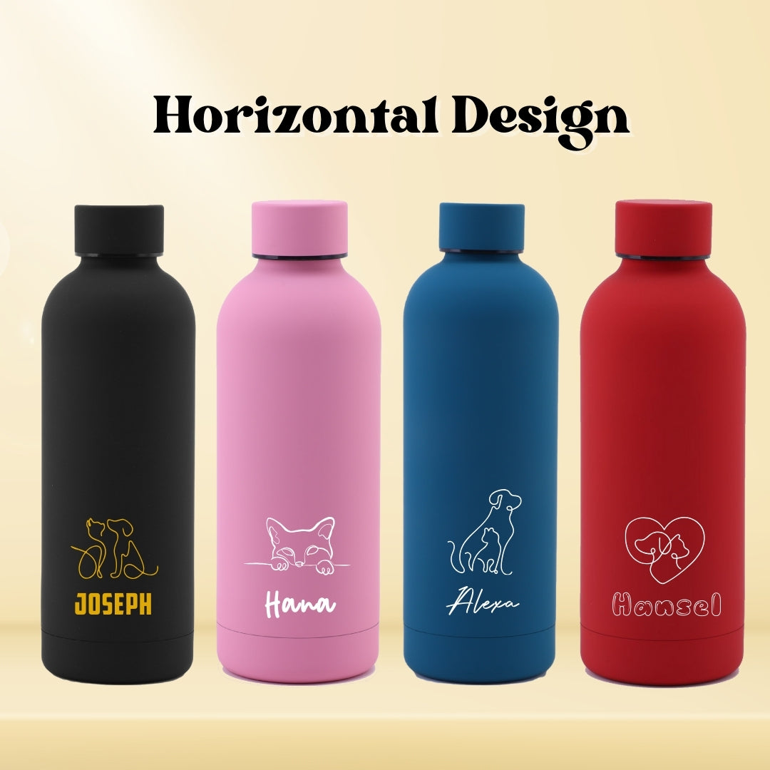 Personalised Tumbler | Cat and Dog Design | Thermal Stainless Steel Water Bottle 500ml  Christmas Gifts  Farewell Gifts  Birthday Gifts