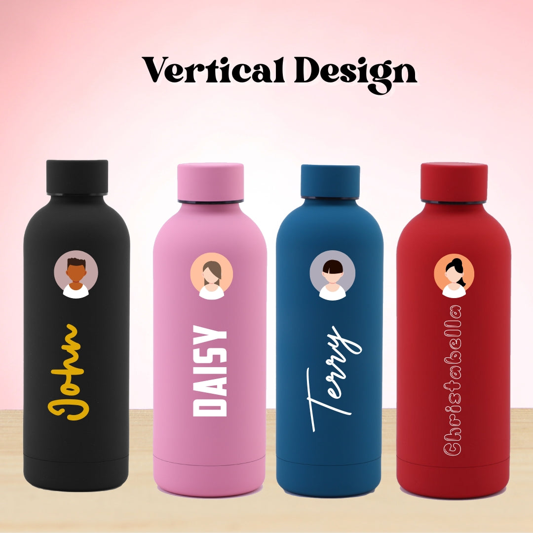 Personalised Tumbler  | Portrait Vector | Thermal Stainless Steel Water Bottle 500ml  Christmas Gifts  Farewell Gifts  Birthday Gifts